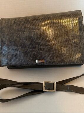 Louis Feraud Metallic Grey Snakeskin Shoulder Bag